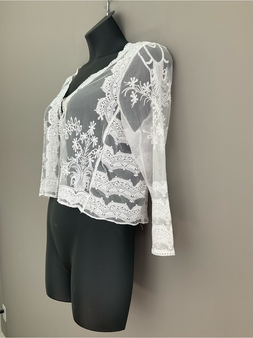 Rabbit Rabbit Rabbit White Embroidered Mesh Cardigan. - Picture 2 of 10